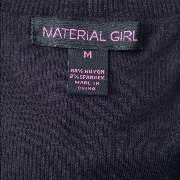 MATERIAL GIRL Bodysuit Black Off Shoulder Portrait Neckline Ribbed Stretch M NWT - Picture 11 of 16